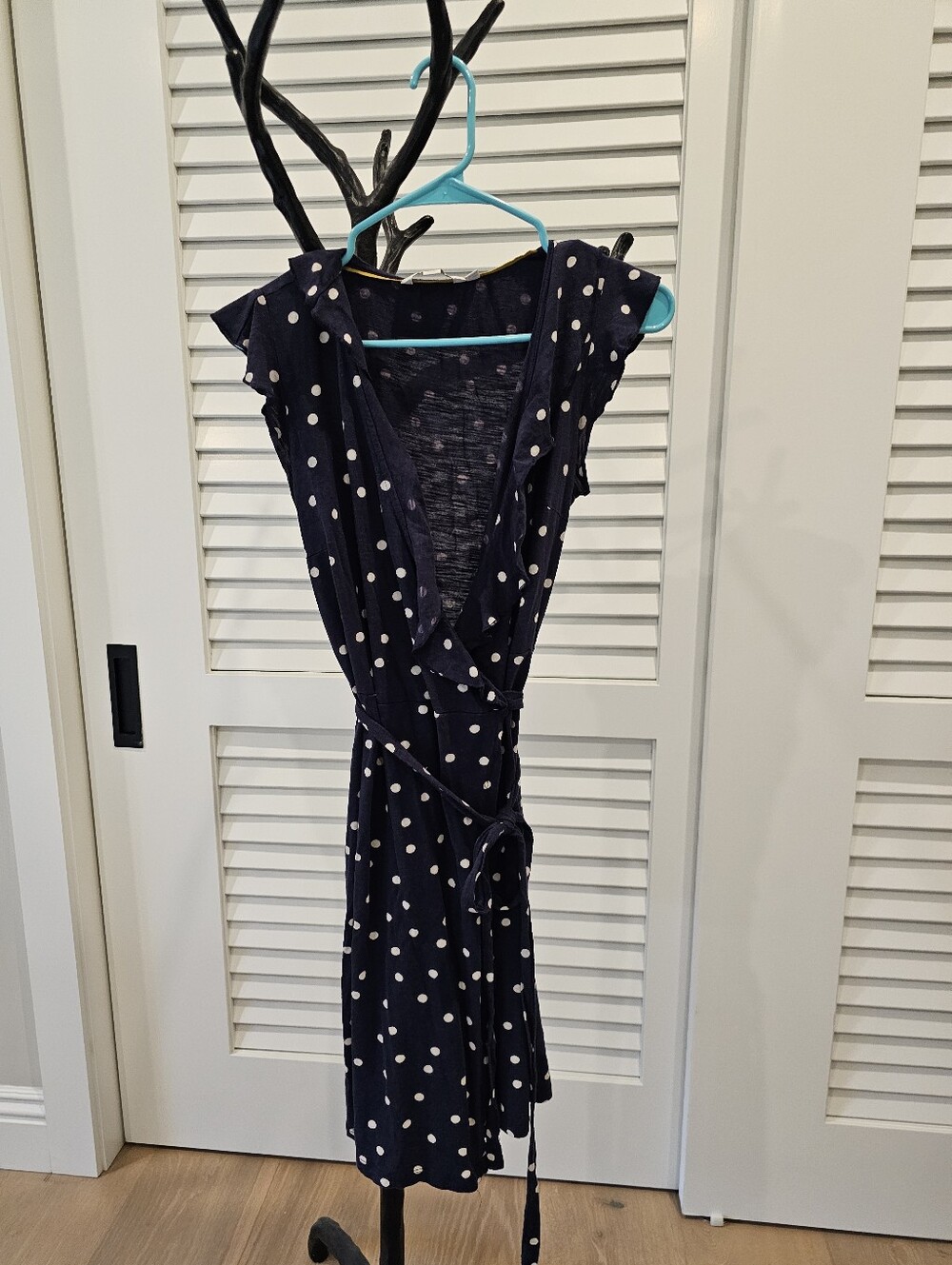 Boden Navy And Ivory Polka Dot Wrap Dress
